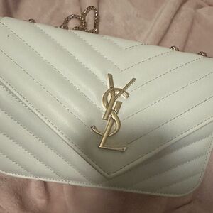 Yves Saint Laurent Cream Quilted Clutch
